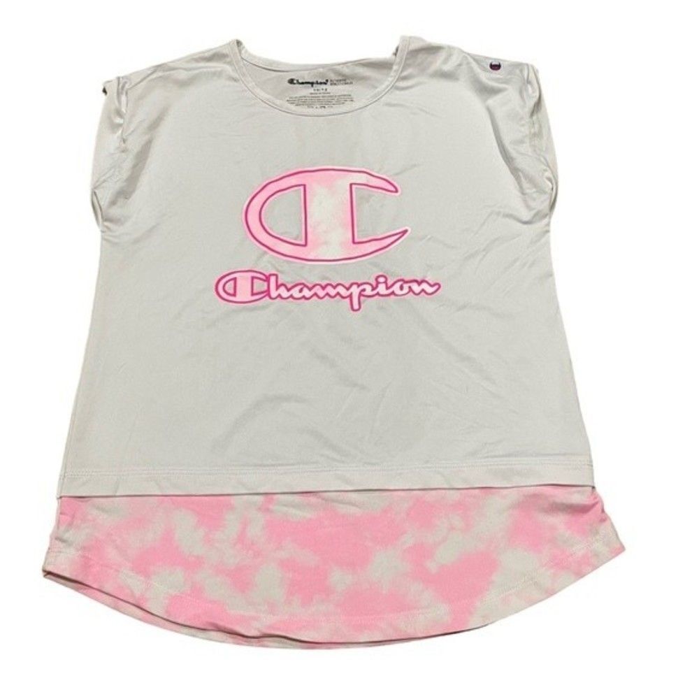 Champion White & Pink Short Sleeve Athletic T-Shirt